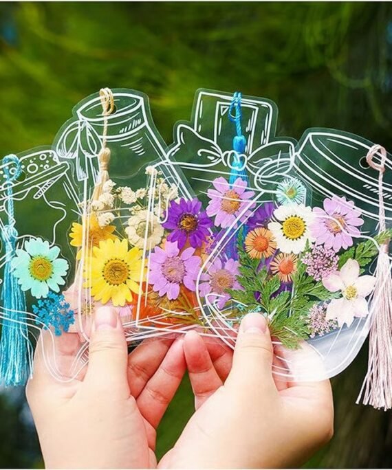 Gjennomsiktige bokmerker med tørkede blomster (100 stk.)