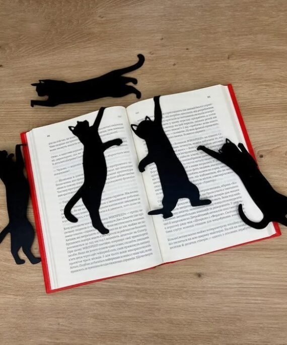 Kattformat bokmärke i metall (5 st)