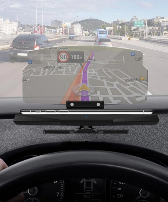 Navigationsskärm i bilen med head-up-funktion