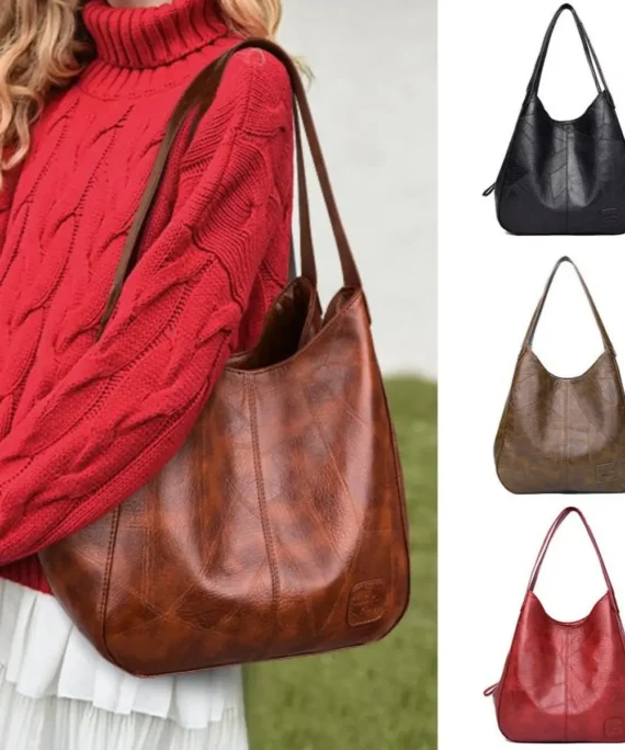 Soft leather tote bag