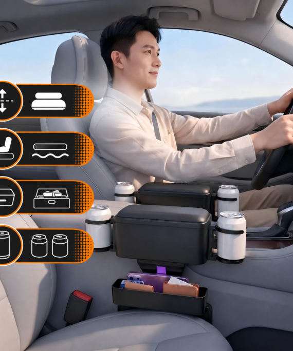 Adjustable car armrest storage box