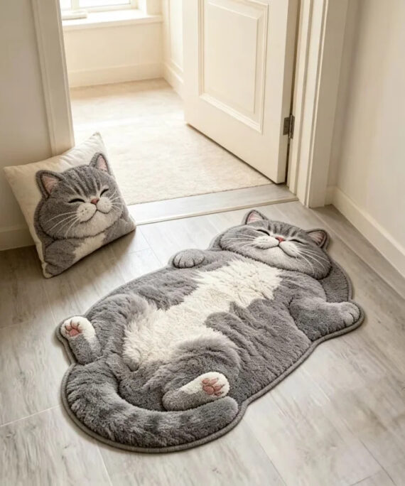 Adorable fun cat-shaped area rug