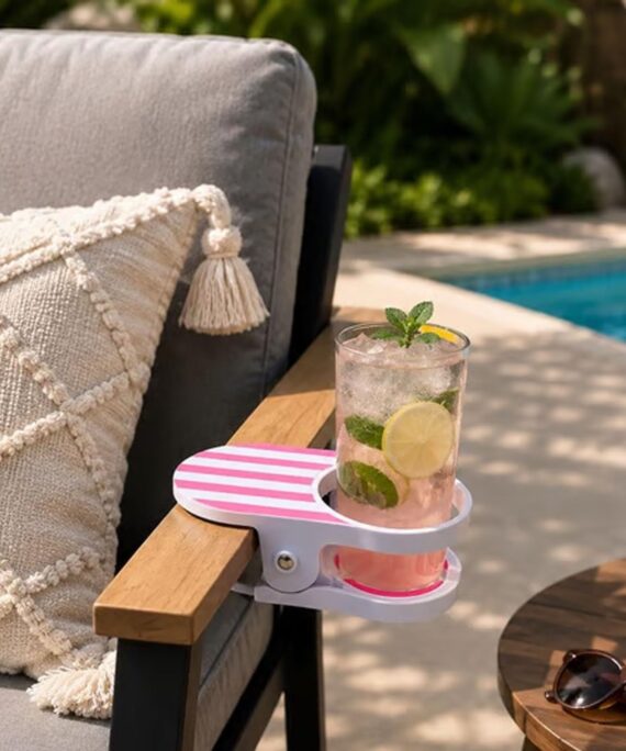 Clip-on outdoor cup holder
