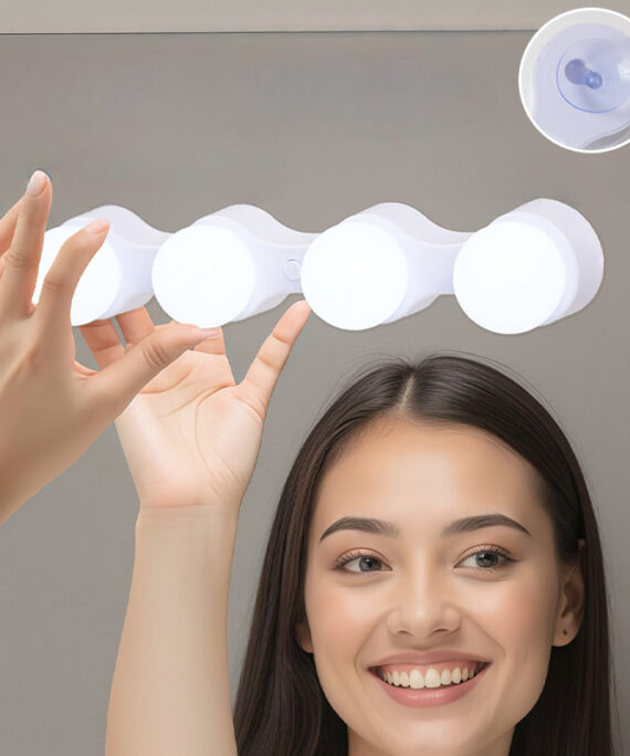 LED makeup mirror light with suction cup