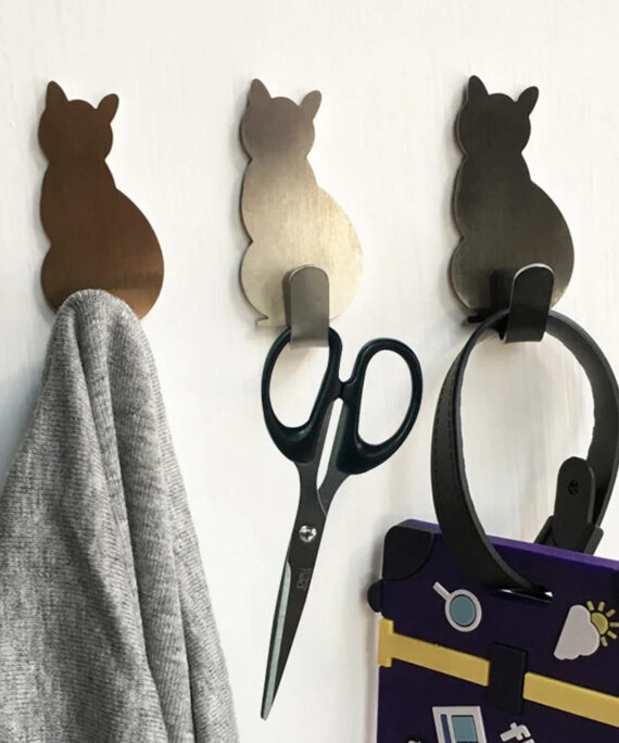 Cat shaped adhesive hooks