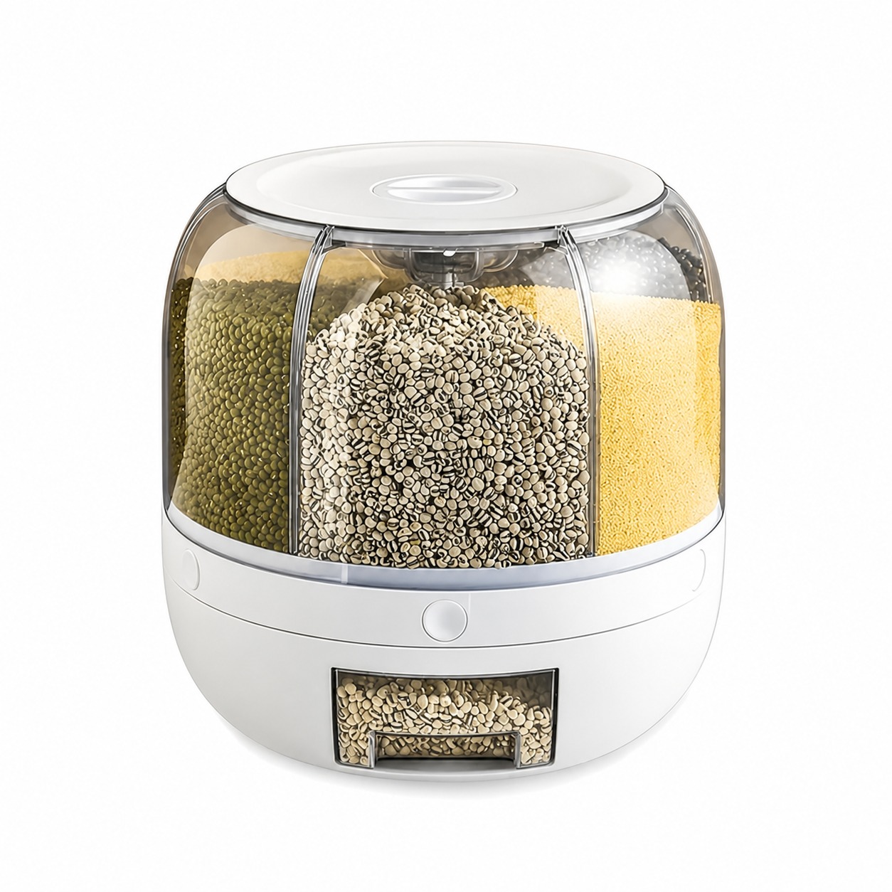 Six-grid food dispenser front view