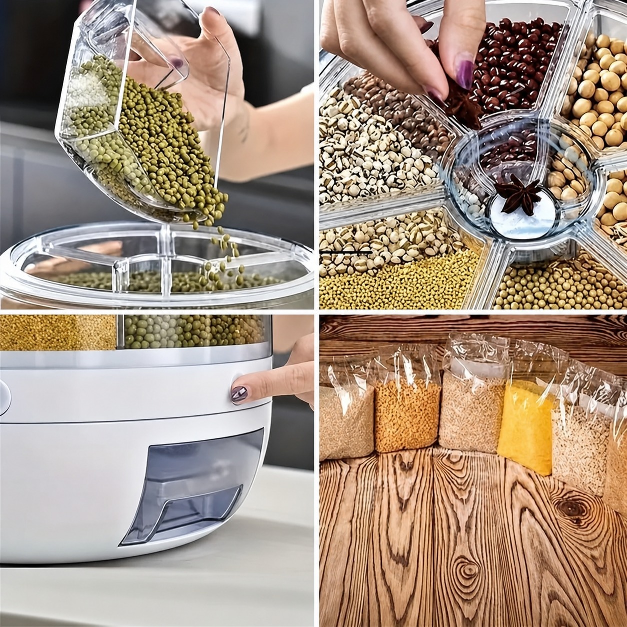 Rotating food dispenser in use