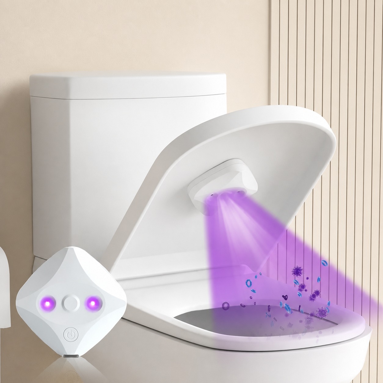 Toilet lamp installed under lid