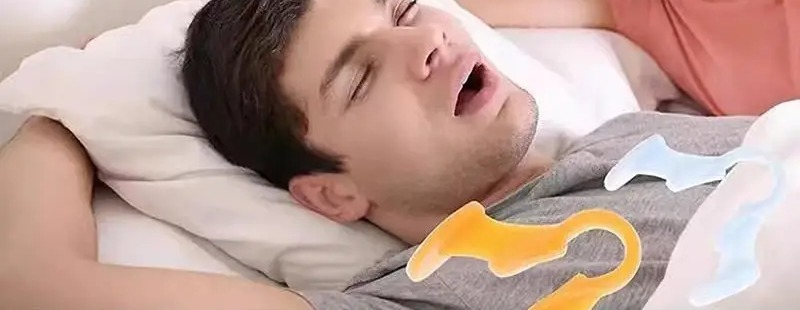 Silicone elastic nose clips shown beside a resting person