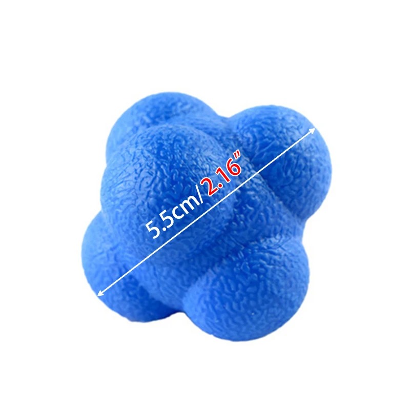 Blue hexagon reaction ball with approximate 5.5 cm diameter