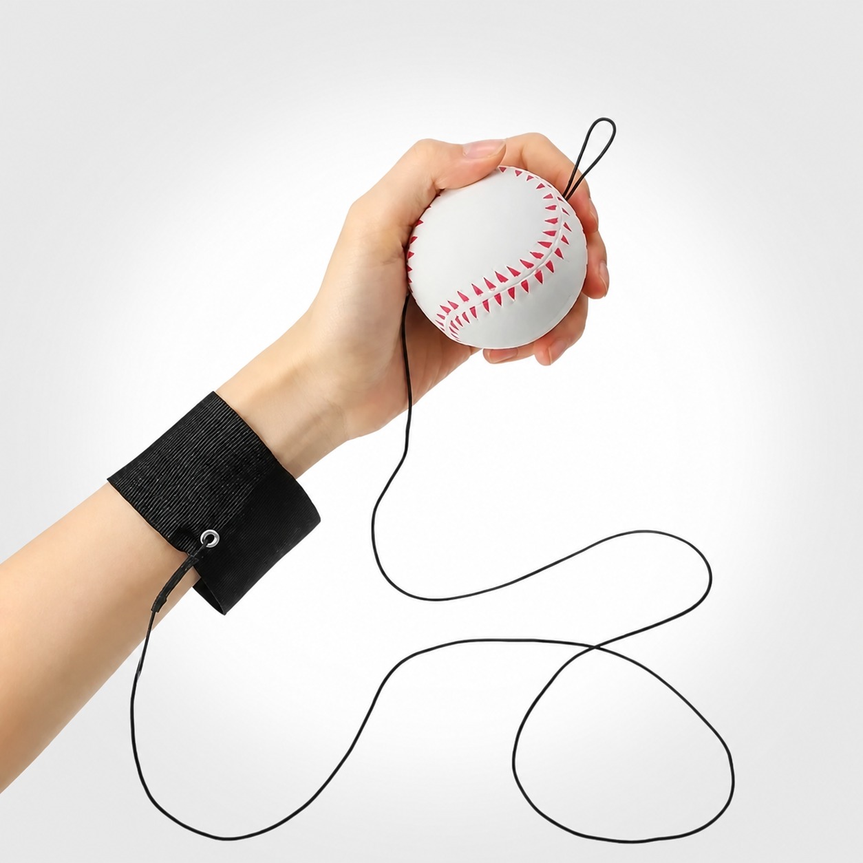Elastic return sponge ball with adjustable wrist band and long cord