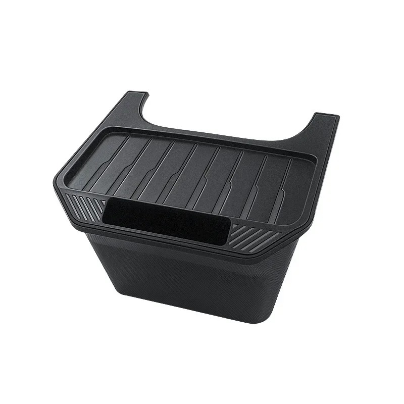 Black rear centre-console storage bin on a white background