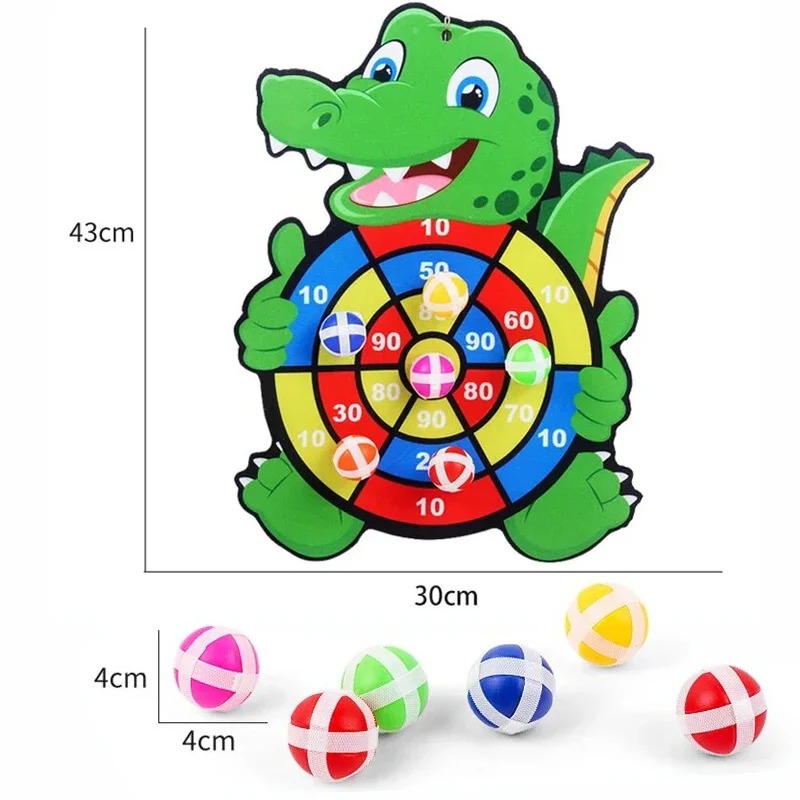 Sticky ball dart board and ball dimensions