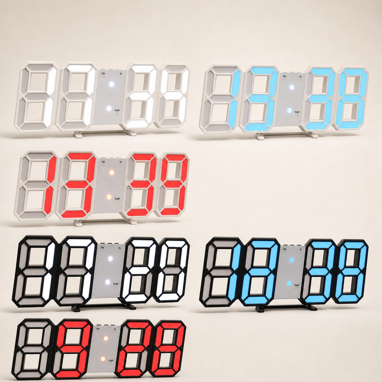 LED digital clock frame and light combinations