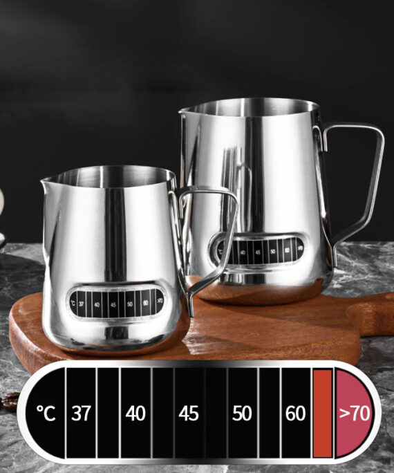 Temperature milk frothing pitcher
