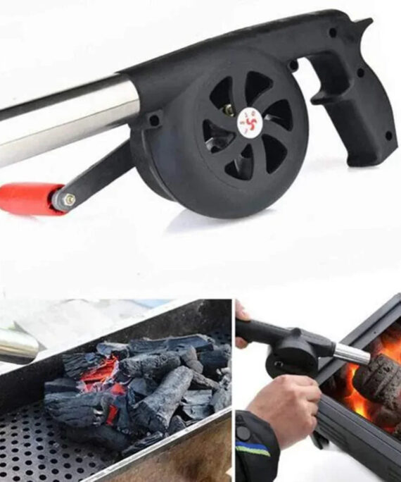 Hand-crank BBQ blower