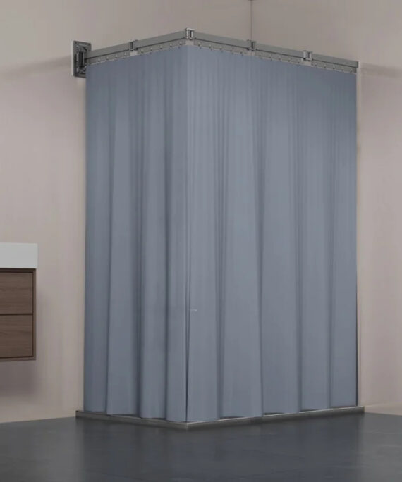 Folding rod shower curtain