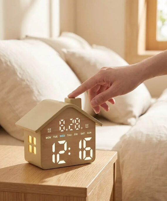 Voice-activated desk clock
