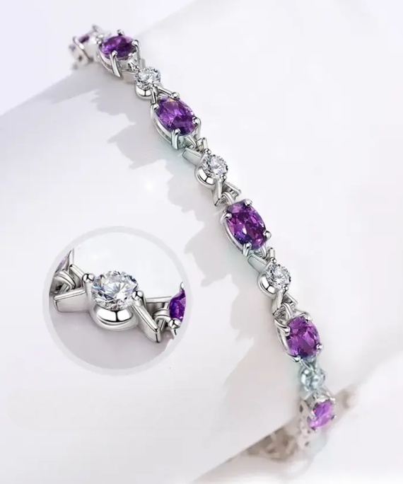 Amethyst silver bracelet